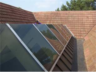 Exterior of a bronze pyramid style skylight